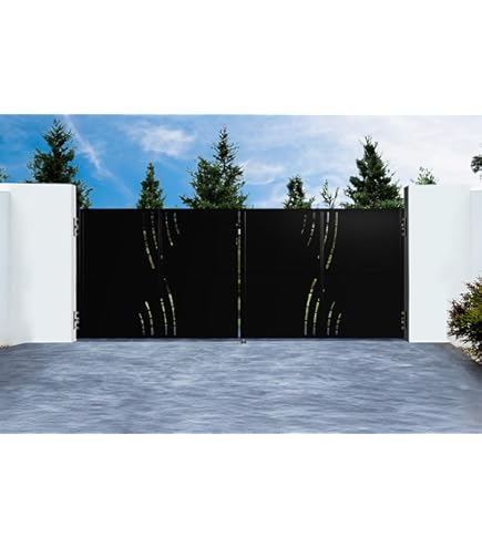 Portail Battant Acier 3,5M NALI ARLBERG H.200cm Noir Mat + 2 Poteaux Acier Dario 92501842