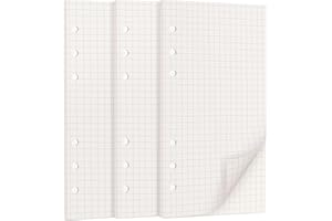 OVISEEN A6 Loose Leaf Refill Paper, 135 Sheets 5mm Grid Planner Refills, 6-Ring Binder Compatible, 100GSM Insert Papers for Notebooks, School, Office, College Notes, Journaling & Printing(171x94mm)