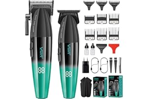 ‎VGR VGR Professioneller Haarschneider Set für Herren Barber Kit Haarschneidemaschine Haartrimme Pflegeset 9000 U/min Zero Gap T-Klinge Trimmer Kabelloses Haarschneide-Set mit 9 Führungskämmen