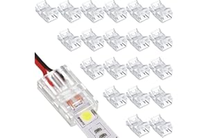 RUNCCI-YUN 20Pz Connettore Striscia Led 2 Pin 10mm,Connettore Cavo Striscce LED, Connettori Senza Saldatura LED, 2 Pin Rapido Connettore LED per SMD 5050 5630 monochrom LED Strip
