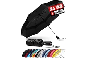 Repel Umbrella Windproof Travel Umbrellas for Rain - Easy Auto Open Close, Durable & Compact Umbrella, Strong Fiberglass Frame, Waterproof Canopy - Backpack, Purse, Portable Umbrella for Travel