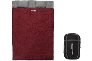 Lumaland Where Tomorrow Sac de Couchage Double pour 2 Personnes 190 x 150 cm – Imperméable et Respirant 300 g/m² – pour Voyage, Camping, extérieur – Bordeaux