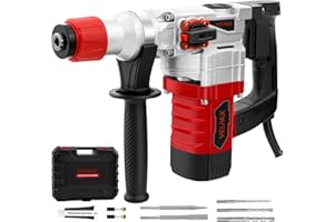 VELPAX SDS-Plus Martello Perforatore 1500W, Martello Demolitore 28J con Frizione di Sicurezza e Controllo Vibrazioni, Tassellatore 3 Funzioni, Inclusi Scalpelli, Punte e Borsa Attrezzi per Cemento e Muratura