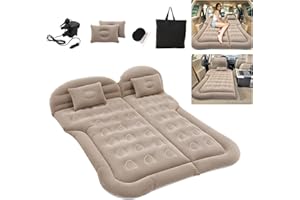Warmiehomy Car Air Mattress for Universal SUV, Camping Inflatable Bed with Electric Pump, PVC Flocking Foldable Air Bed with Carry Bag, Adjustable Sleeping Mattress for Home Outdoor Travel(Grey)