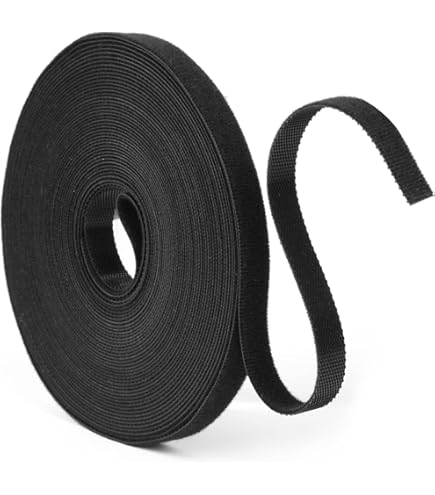 Redamancy 10 m x 2 cm, verstelbare zwarte kabelriemen met 50 gespen, Heavy Duty Storage Straps, Kabelband, Verstelbaar, Op maat te snijden, Herbruikbaar voor het bevestigen van kabels, slangen, buizen