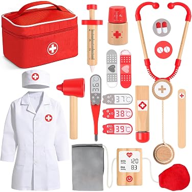 BESPORTLE Kit De Médecin – Tensiomètre Jouet – 2 Pièces – Simulation Pression Artérielle – Bleu Et Rose