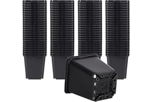 Pullmer Vasi per piantine 7x7x8 cm, 100 pezzi, vaso quadrato per semina, per piantine o talee, vasi da picchettatura in plastica, ideali per serra o orto (100, 7x7 cm)