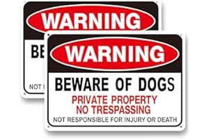 YUNRUILY Beware of The Dog Sign-Private Property No Trespassing Signs,Beware of The Dogs Sign Outdoor Gate Weather Easy to Mount 12x8inch(2 Pack)