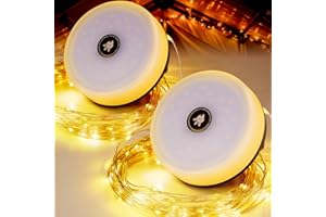 RISEMART Camping String Lights 10M | 2-in-1 Solar Waterproof Outdoor Lights with 5 Modes,Fast Charging & Portable Design | Rechargeable Camping Lantern for Outages,Garden,Camping,Festivals (2PCS)