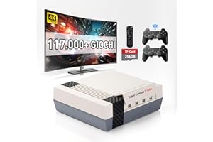 Kinhank Console Retro Game, Super Console X Cube con 117.000+ Videogiochi, 60 + emulatori, Console di Gioco, Emuelec 3.9 & Android 6.0, Uscita UHD 4K, con 2 Controllers Wireless, 256GB