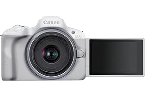 Canon EOS R50 Appareil Photo Blanc + Objectif RF-S 18-45 is STM (Hybride APS-C 24M Pixels, 15 im/Sec, CMOS AF Dual Pixel, vidéo 4K/30p, WiFi), Blanc