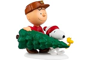 Hallmark Adorno Colgante de Cacahuetes de Recuerdo – Charlie Brown, Snoopy & Woodstock con árbol