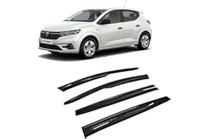 CARJOY Deflector de cristal para coche deflectores de viento para automóviles Deflector de aire Deflector de lluvia compatible con Dacia Sandero 2021-2024 Lateral Collables Aerodinámica 4 piezas Montaje