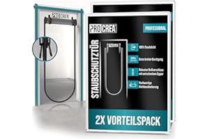 PROCREA® 2x Premium Staubschutztür mit Reißverschluss [Großer Zipper, Breite Türöffnung & Easy-Klettsystem] Extra starke Folien-Bautür und Staubschutzwand für 100% sicheren Staubschutz