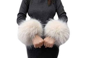 Asudaro Donna Polso Scaldamuscoli Pelliccia Sintetica Invernale Scaldamani con Polsini Corti Pelosi o Regali per Feste