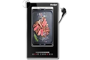 Cooksir Induktionskochfeld 2 Platten mit Stecker, Doppel Kochfeld Einbau 30CM, Herdplatte 2 Kochfelder mit Rahmen, 3500W, Kombinierte Zone, Eingebaut, Schieberegler Touch, Sicherheitsschloss, 240V