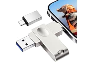 【No APP】Nanopell Pendrive 128 GB, Con Adaptador de Tipo C independiente, Memoria Externa lphone para Liberar Espacio de Almacenamiento de su Teléfono inteligente, 3 en 1 Pendrive para i0S/Android/PC.