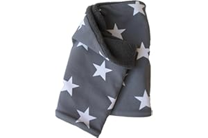 Wollhuhn Eco Girls/Women/Boys Warm Slip-On Scarf/Neckerchief Inner Fleece Lined Many Designs Winter Transitional Periods (Made of Organic Fabrics) 20220522, Stars Grey/White