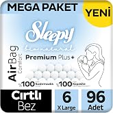 Sleepy Bio Natural Premium Plus Airbag Comfort Mega Paket Bebek Bezi 6 Numara Xlarge 96 Adet