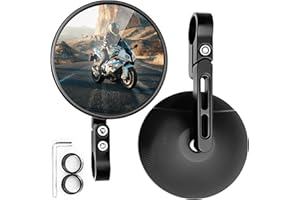 idudu Motorrad Spiegel 2 Stück E24 Geprüft Universal 360° Drehbar Anpassen Rückspiegel 22-25mm Runde Lenkerendenspiegel Kompatibel mit Fahrrad Motorrädern, ATV, Scooter, Roller
