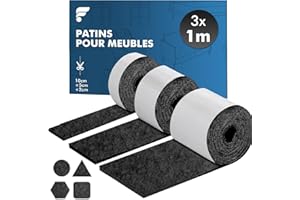 shinfly Patins pour Meubles Auto-Adhésifs, Patin Chaises - 3 Rouleaux (100 * 10cm+100 * 5cm+100 * 2cm), Tampon Chaise 4mm - Épais Patin Feutre Autocollant, Découpe Libre de Toute Taille, Noir