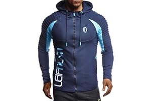Leif Nelson Giacca Uomo con Cappuccio Uomo per sport e fitness Felpa Slim Fit LN-8288