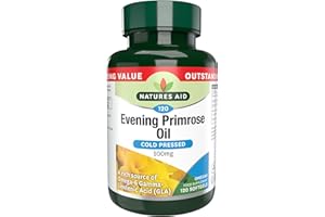 Natures Aid Evening Primrose Oil 500mg – Cold Pressed Omega-6 GLA – Supports Hormonal Balance, Skin Health & Anti-Inflammatory Function – Non-GMO, Gluten-Free – 120 Softgels
