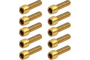 Fangehong 10 Pcs Bicycle Stem Bolts, M5 x 20mm Bike Disc Brake Caliper Bolts with Washers, 4 Colors Bike Stem Fixed Screws, Handlebar Stem Screws for Mountain Road Bicycle (Golden)