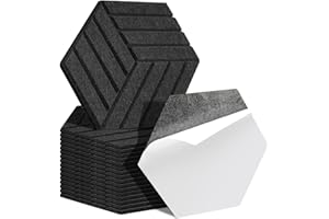 Ansobea Lot de 18 panneaux acoustiques autocollants - 30 x 26 x 0,9 cm - Noir - Rayures acoustiques - En mousse - Convient pour la maison et le studio