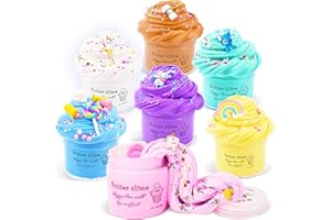 Appoft Soft and Non Sticky Fluffy Putty Slime Kits with Unicorn Candy Rainbow Charms DIY Butter Slime Crafts Set for Kids - Best Toys Gifts