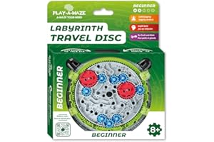 Play-a-Maze 3115277 Kugellabyrinth Puzzle Spiel, Travel Disc Beginner, 3D-Geduldspiel mit Zahnrädern für Anfänger, Reisespiel für Erwaschene und Kinder ab 8 Jahren