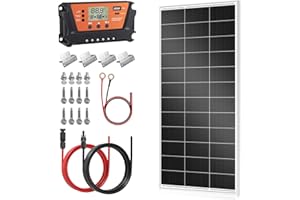 Rvpozwer Module solaire monocristallin,Panneau solaire monocristallin type N, IP68 pour batterie 12V pour camping-car, bateau, camping-car, maison(200w kit white)