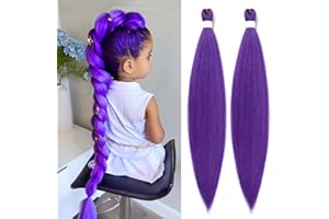 ABIELIU Long Purple Braiding Hair Pre Stretched - Hair Extensions for Braids Synthetic Braiding Hair for Stage Party Halloween Costume Cosplay (Purple, 30Inch)