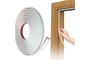 KAYLEINSTER Joint Porte Fenetre Isolation Phonique Port D-Profil,Joint de Porte D'entrée en Caoutchouc Autocollante,Joint de Fenêtre de Voiture,Joint Porte Entree Anti Isolant Froid(6m,Blanc)