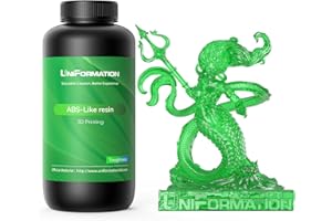 UNIFORMATION ABS Como Resina Resistente 3D Fotopolímero UV Curado Líquido de Resina 3D con Alta Precisión Adecuado para Impresión SLA/LCD/DLP Verde Transparente 1KG