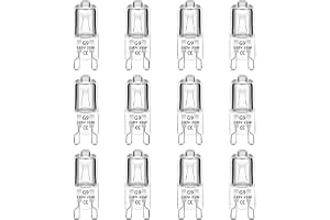 SUMTAB 12 Pack G9 25W Halogen Bulbs 230V Dimmable, 2800K Warm White, 250LM, G9 Oven Bulbs, Work Temperature 300℃, No Flickeri