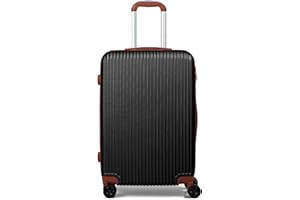FOSANI Revel Suitcase Medium Size Hard Shell | 3 Digit Combination Lock | Lightweight | 4 Dual Spinner Wheels | Medium 24" Hold Check in Luggage | Aluminium Alloy Telescopic Handle | (Black, Medium 24'')