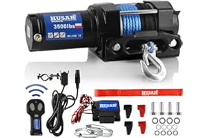 ‎HUSAR WINCH Husar Winch Elektrische Seilwinde 12V, 3500 lbs 1587 kg, Synthetisches Seil12 Meter, kabellose Steuerung, Planetengetriebe, automatische Bremse - ideal für Quads und ATV/UTV