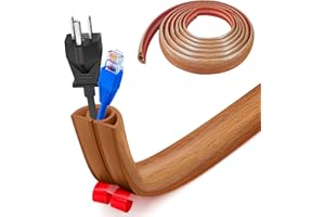 Bocguy Cache Cable Sol, Petit Canal de câble Flexible,1M x 2cm Goulotte Passe Cable Sol Silicone, Cache Fil Électrique Sol Auto-Adhésif Facile à Couper Montage pour Tous Les Câbles (Marron-Arrondi)