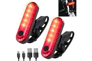 NOVSTUF LED Rear Tail Light 2-Pack - USB Rechargeable, Ultra-Bright, Waterproof with 4 Light Modes, Red Safety Flashlight for Cycling Helmet and Backpack