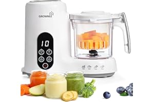 GROWNSY Robot Cuiseur Mixeur Bébé avec Panier Vapeur, Cuiseur Vapeur Mixeur Multifonctions Automatique pour Purées Maison Sain, Sans BPA