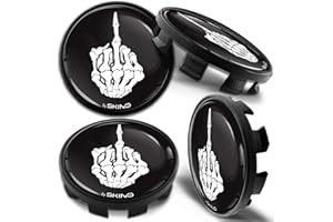 Biomar Labs 4 x 68mm Wheel Centre Alloy Hub Center Caps Hubcaps Compatible with 36136783536 Black Skull Middle Finger CB 22