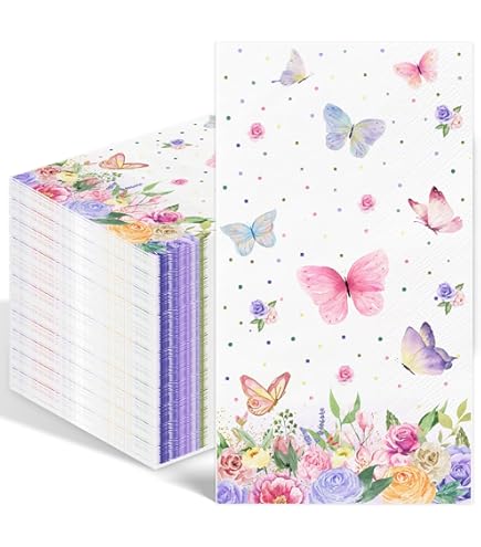 120 Tovaglioli Di Carta Floreali 33x33cm - Usa E Getta Per Feste E Eventi