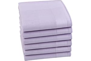 HOULIFE Mens Handkerchiefs - Ladies Handkerchief, Solid Colour Hankerchiefs, 100% 60S Cotton Soft Hankies for Dad Grandad Women Wedding, 40x40cm/16x16’’, 6/12 Pieces