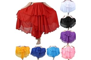 MUNAFIE Jupe Longue en Mousseline à Trois Couches pour Femme - Jupe de Danse du Ventre - Costume de Danse du Ventre