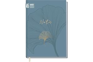 ‎HÄFFT Notizbuch A5 kariert "Blue Ginkgo" von Trendstuff by Häfft - 124 Seiten, 62 Blatt - ideal als Tagebuch, Journal, Ideenbuch, Schreibheft - nachhaltig & klimafreundlich