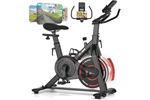 Velo d Appartement, CHAOKE Vélo d'appartement Silencieux avec Résistance Magnétique Réglable, Vélo d'exercice d'intérieur avec App et écran LCD, Pour Entraînement Cardio, Capacité 150KG