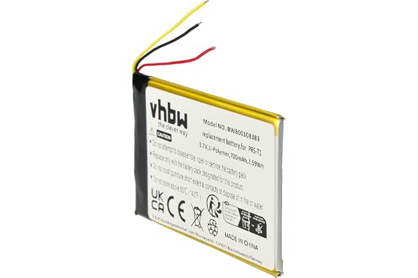 vhbw Batteri, kompatibelt med Sony Portable Reader PRS-T2, PRS-T1 e-bokläsare (700mAh, 3,7V, Li-polymer)