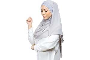LAMIS HIJAB Hijab à Enfiler avec bonnet intégré en mousseline de soie pour femme musulmane voilée châle islamique voile enfilable HE100