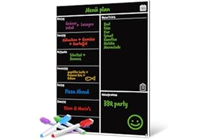 ‎SMART PANDA Smart Panda Magnetisches Schwarzes Whiteboard für den Kühlschrank – perfekt zur Planung der wöchentlichen Mahlzeiten, als Einkaufsliste für die ganze Familie – geeignet für Notizen, abwischbar